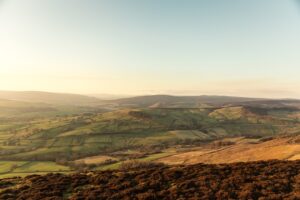 Autumn view from a hill near Chipping and Longridge Fell