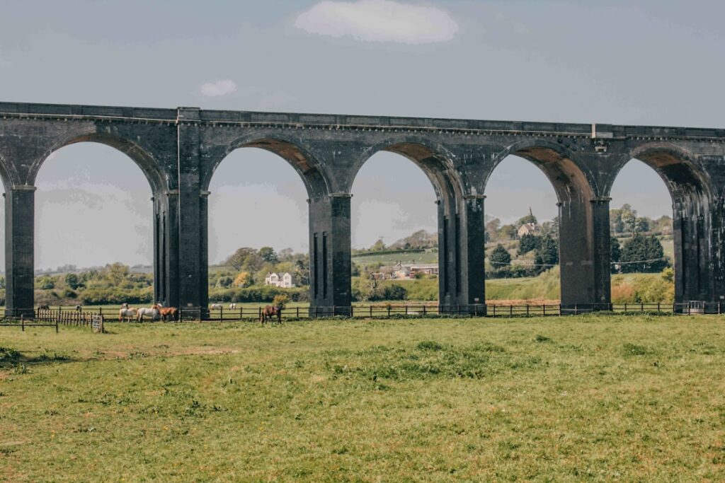 Historic railway viaduct across the Ribble Valley near Whalley